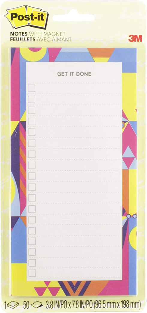 Post-it Super Sticky Printed Note Pads with Magnet, Watercolor, 8x4 in (BC-LIST-WTRCLR )