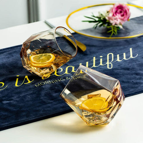 Old Fashioned Glass Whiskey Glasses Rocks Glasses Diamond glasses Set of 2, Whiskey Glass Set Scotch Glass Fathers Mothers Day Gifts Tilted 10-Ounce Modern Look for Men Women, Dad, Husband, Friends