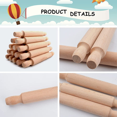 20 Pieces Mini Rolling Pins for Crafts, 6 Inch Wooden Kids Mini Rolling Pin Dumpling Ravioli Rolling Pin Dough Roller, French Rolling Pin for Children Fondant Pasta Pastry Pizza Crafting Baking