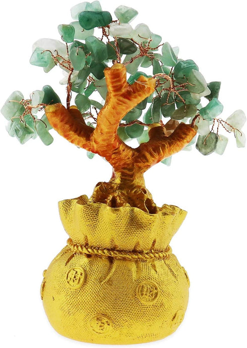 SING F LTD Feng Shui Money Luck Stone Tree Crystal Art Decoration Office Living Room Good Luck Best Gift Green