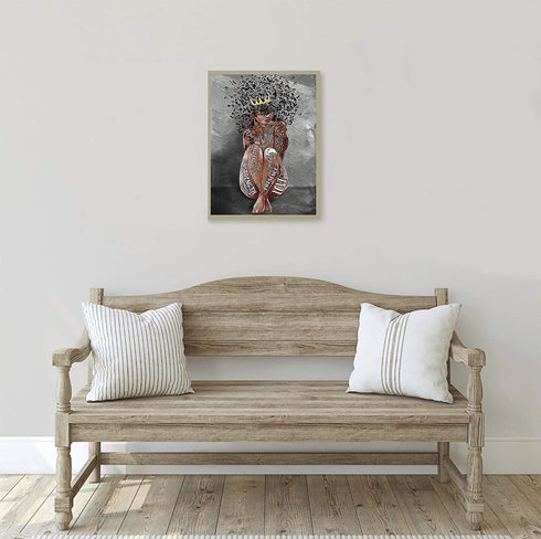 Black Queen Wall Art Africa America Poster Black Woman Love Music Canvas Wall Art Abstract Contemporary Canvas Matte Prints Painting Home Decor For Bedroom Living Room 16X24 Inch No Frame