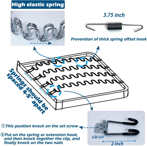 Kaupuar 21" Sofa Upholstery Spring Replacement Kit for Repair Couch Recliner Parts Chair fix Sagging seat