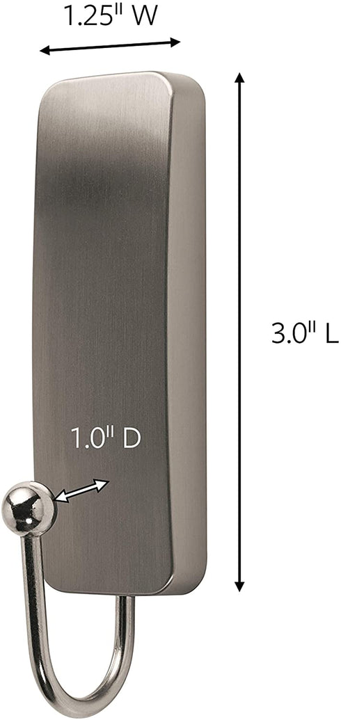 Command Medium Decorative Hooks, Brushed Nickel, 2-Hooks, 4-Strips Per Pack, Decorate Damage-Free