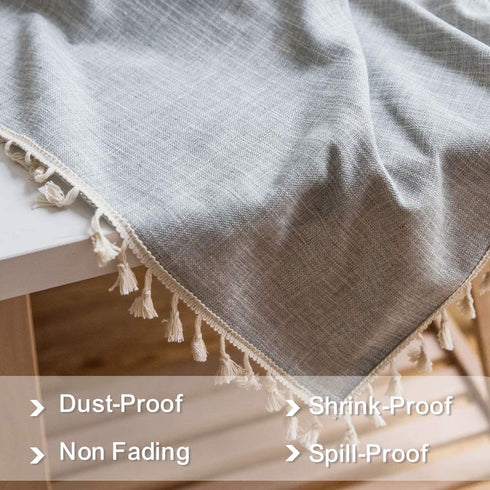 Vedouci Tablecloths,Stitching Tassel Table Cloth,Wrinkle Free,Dust-Proof Table Cover for Kitchen Dining, Party, Holiday, Christmas, Buffet (Oblong, 55''x102'',8-10 Seats, Gray)