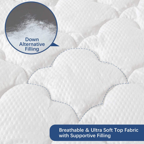 Mattress Pad Twin, Extra Plush Quilted Mattress Cover, Noiseless and Breathable Mattress Protector with Deep Pocket Stretches up to 16 Inches Deep, Machine Washable Mattress Topper