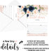 Blush Bridal Shower Invitations with Envelope Set of 25 Rustic Floral Wedding Invites Indigo and Pink Blank Printed Pack DIY (5x7 Size) Paper Clever Party