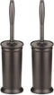 Toilet Brush and Holder 2 Pack, Toilet Bowl Brush with Extra Long Handle, Toilet Scrubber and Covered Holder, Toilet Brushes for Bathroom-Space Saving, Covered Brush, Durable, Deep Cleaning(Bronze)