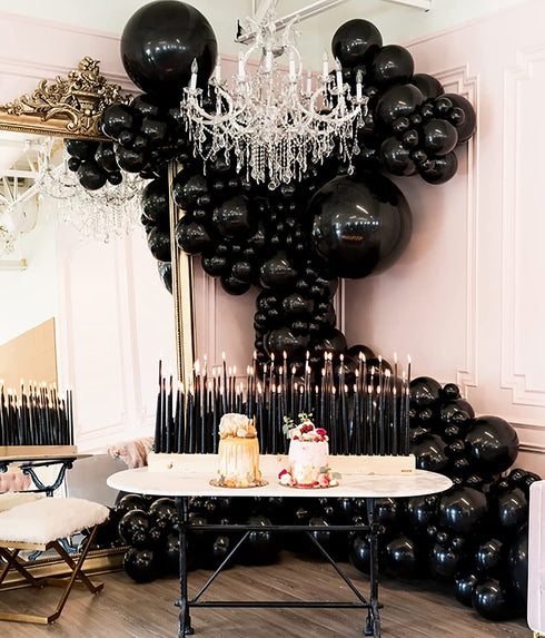 Oopat Matte All Black Balloon Garland Arches,50th Birthday Graduation Anniversary Engagement Masculine Party Halloween New Year Party Decoration (Black)