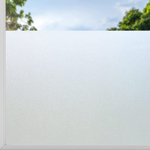 rabbitgoo Window Privacy Film, Frosted Glass Window Film, Removable Opaque Sun Blocking Glass Covering Non-Adhesives Static Cling Vinyl Decals for Bathroom, Matte Pure, 17.5" x 157"