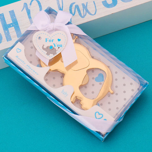 16 Pack Elephant Theme Baby Showers Party Favors Bottle Opener Party Favor for Guests Elephant Bottle Opener Girl Baby Shower Souvenirs Birthday Bridal Shower Wedding Favor Gift (Blue, 16)