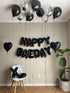 Happy BAEDAY Black Balloon Kit | Valentines Day Balloons | Anniversary Decorations | Best Black Balloons For Him | 16" XO Letter Balloons | Foil & Confetti Balloons | Black Heard Balloons