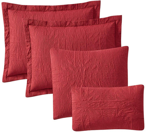 Clara Clark Quilts, All Season Bedspread Coverlet Quilt Set - Pinsonic Weave Lightweight Quilted Comforter Bedding Set, Quilts Twin Size, Grid - Burgundy