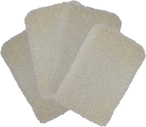 Sophisti-Clean Stainless Steel Multipurpose Cleaning Sponges, Dual-Sided Sponges, White, Pack of 4