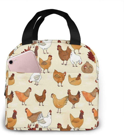 antspuent A Brood of Chickens Lunch Bag for Women Girls Kids Insulated Picnic Pouch Thermal Cooler Tote Bento Large Meal Prep Cute Bag Big Leakproof Soft Bags for Lunch Box, Camping, Travel, Fishing
