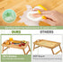 Bamboo Bed Tray,Breakfast Tray with Folding Legs Serving Tray with Carrying Handles Portable Lap Tray Lightweight Decorative Tray Food Tray for Breakfast in Bed,Reading or Working (17.1 Inch)