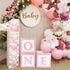 First Birthday Decorations for Girl Pink ONE Boxes ,3Pcs ONE Balloon Boxes Baby 1st Birthday Girl Decorations with 2 Set of ONE letters,DIY ONE Blocks for Pink Girls Teddy Bear Baby Shower Decorations Photoshoot Props