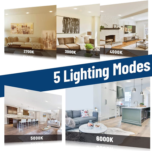 12 Pack 4 Inch Ultra-Thin LED Recessed Ceiling Light with Junction Box, 5CCT Dimmable 2700K/3000K/4000K/5000K/6000K, 9W 700lm Eqv, Can Killer Downlight-ETL and Energy Star Certified