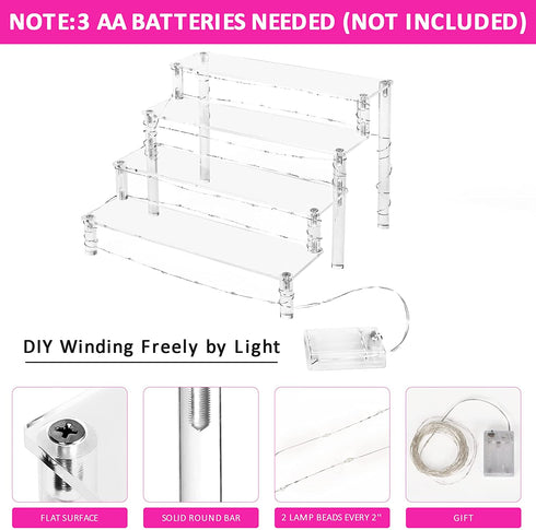 YestBuy Display Shelf Cake Stand 4 Tier Shelf Cupcake Stand Multifunctional and Durable Acrylic Stand Mounting Hardware Included Ideal for Desserts, Cosmetics, Glassware, Figurines