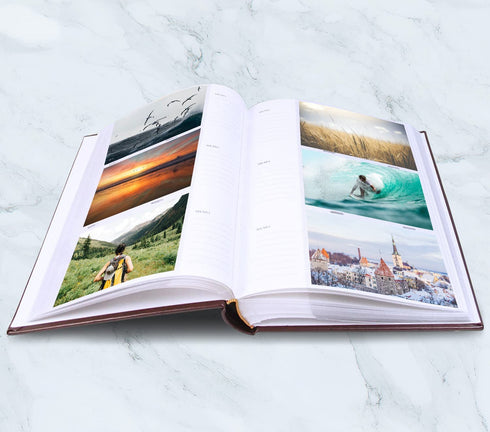 Golden State Art, Maroon Scroll Embossed Faux Leather Cover Photo Album, Holds 300 4x6 Pictures, 3 Per Page