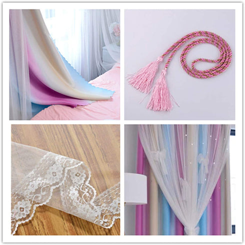 Yancorp Curtains for Girls Bedroom Kids Curtain Hollow-Out Star Window Nursery Curtain 63 inches Length Room Darkening Grommet 2 Layers (Pink Blue, W52 X L63)