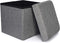 RONSTA Storage Ottoman, Foldable Cube Ottoman with Storage for Children, Foot Rest, Cloth Foot Stools and Ottomans with Memory Foam and Faux Linen Seat 12"X12"X12"(Linen-Gray)