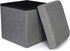 RONSTA Storage Ottoman, Foldable Cube Ottoman with Storage for Children, Foot Rest, Cloth Foot Stools and Ottomans with Memory Foam and Faux Linen Seat 12"X12"X12"(Linen-Gray)