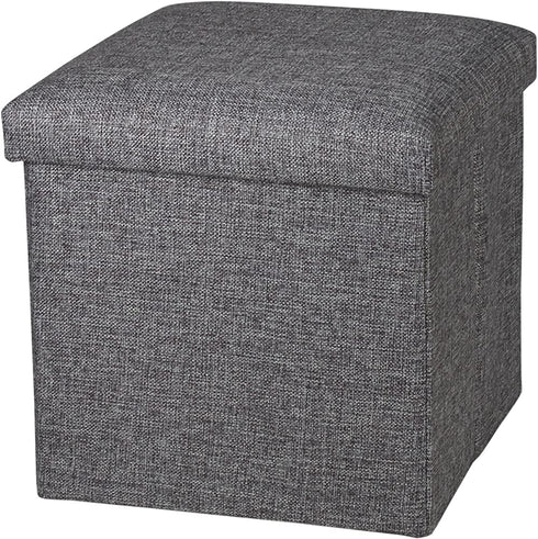 NISUNS OT01 Linen Folding Storage Ottoman Cube Footrest Seat, 12 X 12 X 12 Inches (Linen Gray)