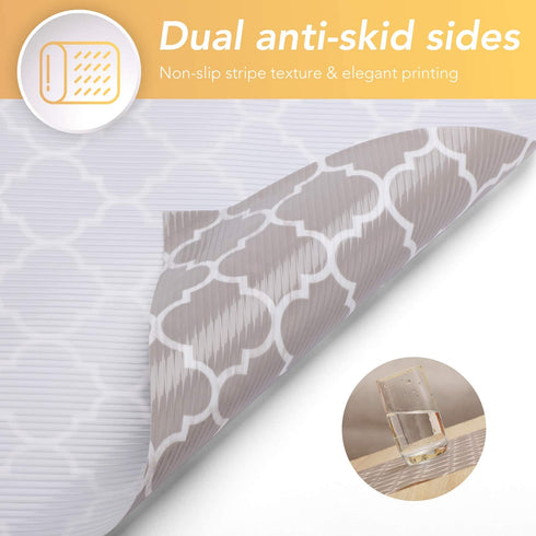 Glotoch Shelf Liners for Kitchen Cabinets 12 x 20 ft. - Non Adhesive Cabinet and Drawer Liner Roll Double Sided Non-Slip Durable and Strong, Quatrefoil Gray