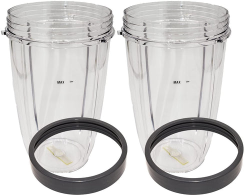 Blendin 2 Pack 24 Ounce Tall Cup with Lip Rings, Compatible with Nutribullet 600W, 900W, NB-101B, 900 Pro Series Blenders