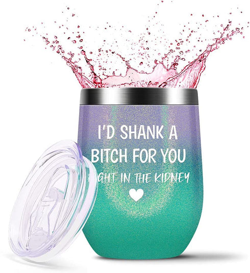 Gifts for Best Friend - Funny Birthday Gifts for Women, Bestie, Sister Gifts from Sister, Friendship Gifts - Vacuum Insulated Tumbler with Keychain Glitter 12oz