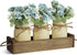 Floral Arrangements Artificial Centerpieces, Table Centerpieces for Dining Room, Mason Jar Decorative Wood Tray with Fake Rose Bouquet Flowers Farmhouse Decor for Living Room Kitchen Table - Aqua