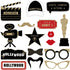 Fully Assembled Hollywood Photo Booth Props - Set of 30 - Black Gold Red Selfie Signs - Movie Night Themed Party Supplies & Decorations - Cute Oscars Designs with Real Glitter - Did we mention no DIY?