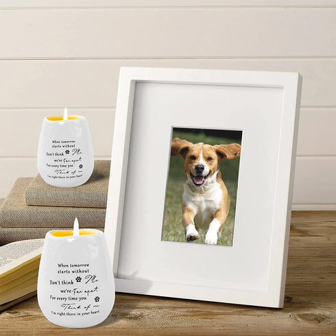 BEARAE Ceramic Candle Cup Dog Memorial Gifts Pet Bereavement Present Sympathy Gift Remembrance Tealight Candle Holder Gifts Pet Loss Gift Dog Memory Home Decorations