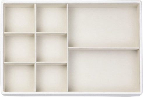 Richards Homewares Stackable Jewelry Storage Organizer Tray, 8-Compartment without Ring Holder, White