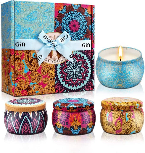 Candle for Home Scented, Aromatherapy Candles Gifts for Women, 4.4 oz Soy Wax Lavender Stress Relief Christmas Candles Gifts for Bathroom,Yoga, Candles for Birthday,Thanksgiving, 4 Pack