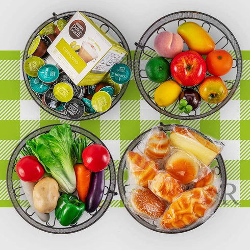 Auledio Fruit Basket Bowl with Banana Tree Hanger, Vegetables Storage Snacks holder Rack Bread Stand