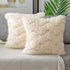 SODCOFT Luxury Wave Pattern Fur Throw Pillow Covers Cushion Covers Soft Decorative Pillowcase for Couch Sofa Bed Car,Beige 16 x 16 Inches