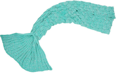 AmyHomie Mermaid Tail Blanket, Soft Crochet Sleeping Bag Blanket for Kids Adults, Mermaid Gift for Girls(ScaleMint,Kids)