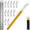 DIYSELF 1 Pcs Craft Knife Hobby Knife with 11 Pcs Stainless Steel Blades Kit, 1pcs Steel 15MM Ruler for Art, Scrapbooking, Stencil(Gold)