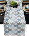 Moroccan Table Runner-Cotton linen-Small 36 inche Geometric Quatrefoil Lattice Dresser Scarves,Kitchen Coffee/Dining Farmhouse Tablerunner for Home Living Room,Holiday Dinner Scarf Décor,Blue Grey