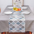 Moroccan Table Runner-Cotton linen-Small 36 inche Geometric Quatrefoil Lattice Dresser Scarves,Kitchen Coffee/Dining Farmhouse Tablerunner for Home Living Room,Holiday Dinner Scarf Décor,Blue Grey