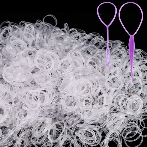 2000 PCS Mini Small Rubber Bands for Hair, Tiny Clear Hair Elastics, Hair Rubber Bands for Girls Toddler Kids Baby, Premium Elastic Hair Ties with 2 PCS Topsy Tail Hair Tools by YLYL