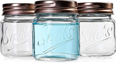 Mini Mason Jars Shot Glasses with Lids in Bulk Set (2 Ounce, 12-Pack)