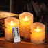 Tuyai Flameless Candles LED Candles Set of 3 (D 3.25 x H 4 5 6) Ivory Real Wax Pillar Birch Bark Effect Battery Operated Candles Dancing LED Flame 10-Key Remote Control and Cycling 24 Hrs Timer