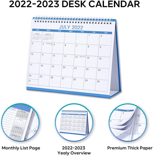 Desk Calendar 2022-2023 - Standing Flip Desktop Calendar, 18 Months from Jan 2022 to Jun 2023, Memoranda Lined Pages with Thick Paper, 10" x 8.3", Small Desk Calendar 2022 Standing Flip with Strong Twin-Wire Binding
