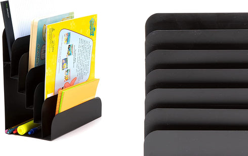 Mind Reader Vertical Desk File Organizer, 6 Slots, Black