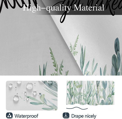 Coxila Get Naked Shower Curtain 60x72 inch Funny Green Leaves Flower Floral Cool Quotes Bathroom Curtain Polyester Fabric Waterproof 12 Pack Hooks