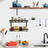 Spice Rack, Spice Rack Organizer Wall Mount, 4-Tier Stackable Hanging Spice Rack, Spice Shelf Storage, Floating Shelves Storage for Spice, Adjustable Spice Holder for Kitchen Bathroom Cabinet Pantry