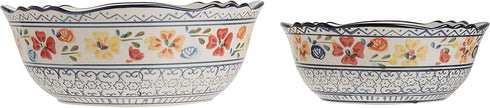 Gibson Elite Hand-Painted Dinnerware Set, 2-Piece Serving Bowls, Luxembourg