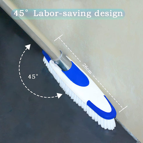 Floor Scrub Brush, ITTAR Tile Floor Bathroom Bathtub Kitchen Deck Multi-Use Adjustable Floor Cleaning Brush with 31-55 Inch Long Handle Stiff Bristle Deck Brush with Small Grout Brush
